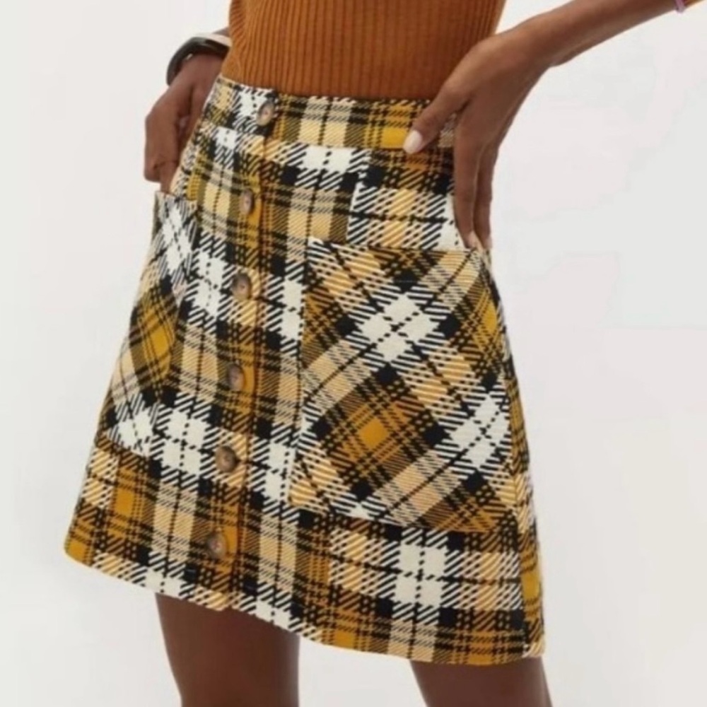 Anthropologie Mini Plaid Skirt